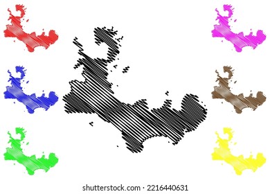 St Martins Island (United Kingdom Of Great Britain And Northern Ireland, England, Isles Of Scilly) Map Vector Illustration, Scribble Sketch Isle Of St Martin's Or Brechiek Map