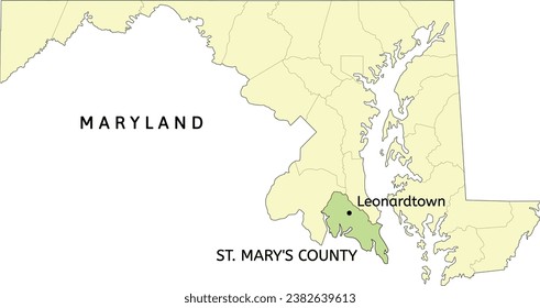 St. Mary's County und Stadt Leonardtown Lage auf der Maryland-Landkarte