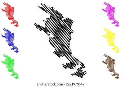 St. Marys Island (Republic of India, Indian Ocean) map vector illustration, scribble sketch St. Mary's, Parashurama dveepa or Coconut Island and Thonsepar map