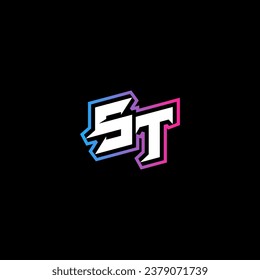 ST monogram logo design with abstract shape concept in vector