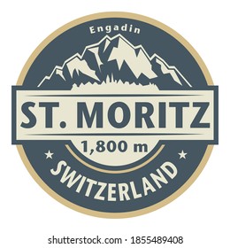 St. Moritz is a high Alpine resort town in the Engadine in Switzerland, at an elevation of about 1,800 metres (5,910 ft) above sea level, vector illustration