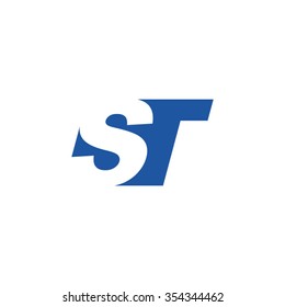 ST Negative Space Letter Logo Blue