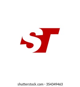 ST negative space letter logo red