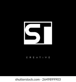 ST Negative Space Monogram – Minimalist Black and White Letter mark Logo for Creative Branding, Fashion Identity and Modern Design Concepts
