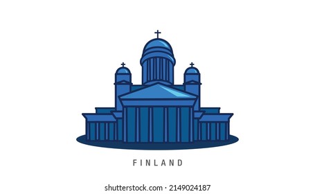 St. Nicholas Cathedral in Helsinki Finland artwork monument landmark vector illustration