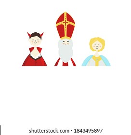 St. Nicholas Day greeting poster. Winter holiday postcard.