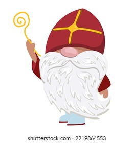 St. Nicholas Day Quote with a cute gnome in a red cap.Sinterklaas Eve.