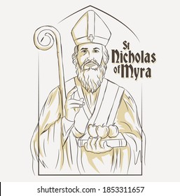 St. Nicholas of Myra vector illustration