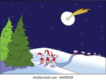 St. Nicholas and the star of Bethlehem - manual drawing