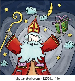 St. Nikola Holiday vector character illustration.