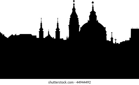 St Nikolas church -  one of the most important buildings of baroque Prague - vector