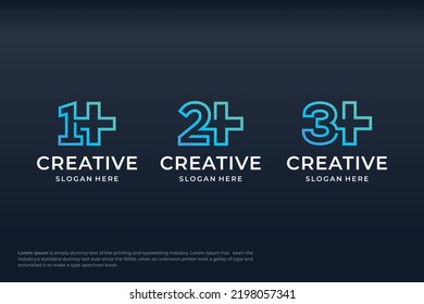 st of numbers plus logo design vector