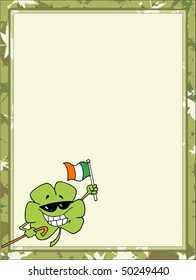 St Paddy's Day Clover In The Corner Of A Stationery Background Or Blank Menu