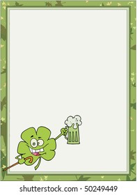 St Paddy's Day Clover In The Corner Of A Stationery Background Or Blank Menu