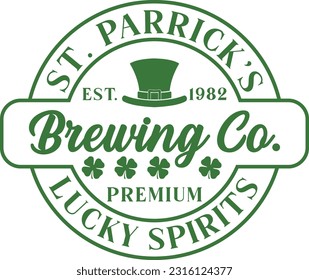 St. Parrick's Brewing co premium lucky spirit t-shirt design.