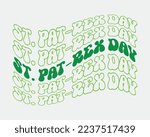 St. Pat-rex Day quote retro wavy groovy typography sublimation on white background