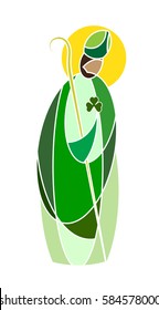 St Patric, bishop, patron saint of Ireland. Abstract modern religious design.