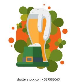 St Patric day beer and hat vector illustration.
