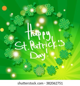 St Patric day pattern. Green clover leafs seamless vector pattern. 
