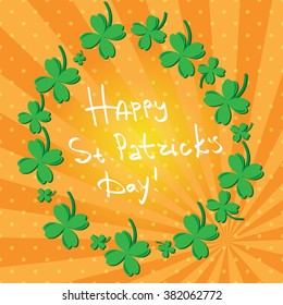 St Patric day pattern. Green clover leafs seamless vector pattern. 