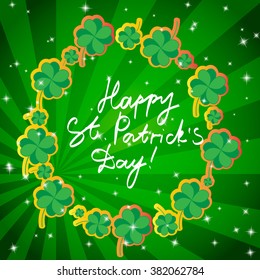 St Patric day pattern. Green clover leafs seamless vector pattern. 
