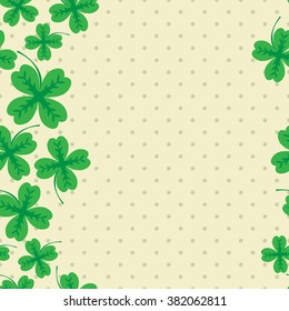St Patric day pattern. Green clover leafs seamless vector pattern. 