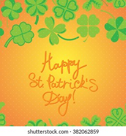 St Patric day pattern. Green clover leafs seamless vector pattern. 