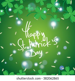 St Patric day pattern. Green clover leafs seamless vector pattern. 