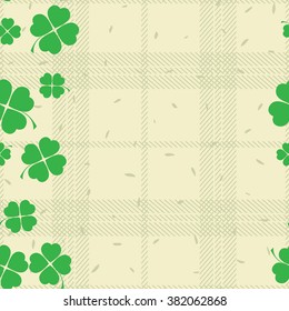 St Patric day pattern. Green clover leafs seamless vector pattern. 