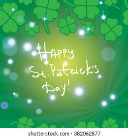 St Patric day pattern. Green clover leafs seamless vector pattern. 