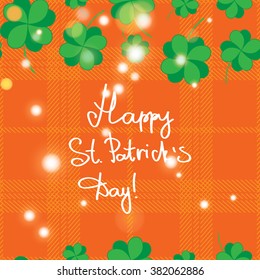St Patric day pattern. Green clover leafs seamless vector pattern. 