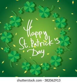 St Patric day pattern. Green clover leafs seamless vector pattern. 