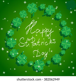 St Patric day pattern. Green clover leafs seamless vector pattern. 