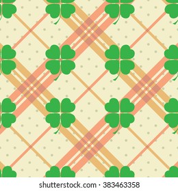 St Patric day pattern. Green clover leafs seamless vector pattern. 