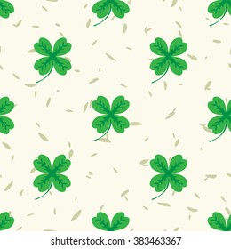 St Patric day pattern. Green clover leafs seamless vector pattern. 