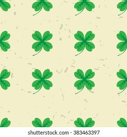 St Patric day pattern. Green clover leafs seamless vector pattern. 
