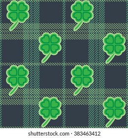St Patric day pattern. Green clover leafs seamless vector pattern. 