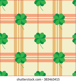 St Patric day pattern. Green clover leafs seamless vector pattern. 