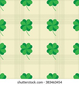 St Patric day pattern. Green clover leafs seamless vector pattern. 