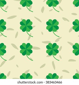 St Patric day pattern. Green clover leafs seamless vector pattern. 