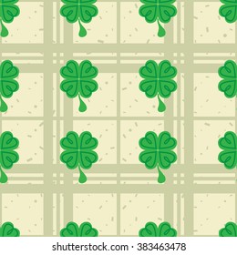 St Patric day pattern. Green clover leafs seamless vector pattern. 