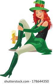 st. Patric day redheaded young girl