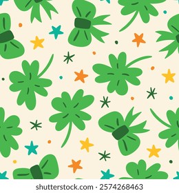 St Patrick Background Clovers Pattern St Patrick Bows Pattern