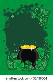 st. patrick background with pot of gold