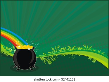 st. patrick background with pot of gold