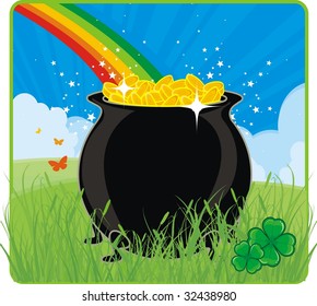 st. patrick banners with pot of gold,