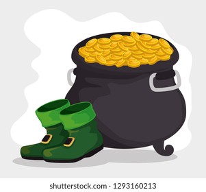 st patrick boots with cauldron and gold coins