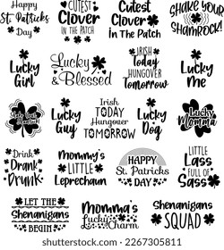St Patrick Bundle 20 One Color Designs includes 20 great St. Patrick’s Day graphics that can be used for t-shirt, mugs, or any other products as well as promotional products.