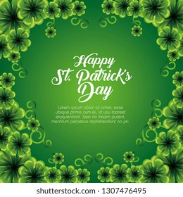 st patrick card with clovers plants decoration