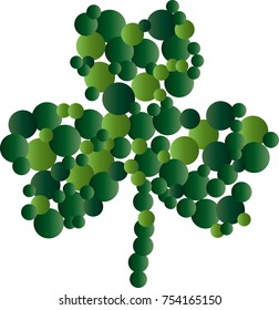 St. Patrick card with green clover leaf consisting of circles